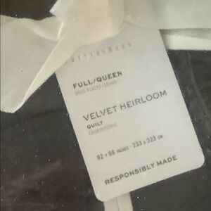 Pottery Barn Velvet Heirloom Quilt and matching shams